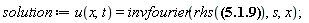 solution := u(x, t) = invfourier(rhs(U(t, s) = (2*m*Pi*Dirac(s)*t+I*Pi*(Dirac(s+1)-Dirac(s-1)))*exp(-s^2*t)), s, x)