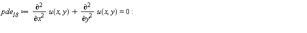 pde__18 := diff(u(x, y), x, x)+diff(u(x, y), y, y) = 0