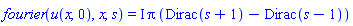 fourier(u(x, 0), x, s) = I*Pi*(Dirac(s+1)-Dirac(s-1))