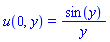 u(0, y) = sin(y)/y