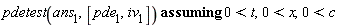 `assuming`([pdetest(ans[1], [pde[1], iv[1]])], [0 < t, 0 < x, 0 < c])