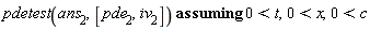 `assuming`([pdetest(ans[2], [pde[2], iv[2]])], [0 < t, 0 < x, 0 < c])