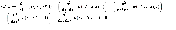 pde__15 := diff(w(x1, x2, x3, t), t)-(diff(w(x1, x2, x3, t), x2, x1))-(diff(w(x1, x2, x3, t), x3, x1))-(diff(w(x1, x2, x3, t), x3, x3))+diff(w(x1, x2, x3, t), x3, x2) = 0