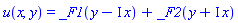 u(x, y) = _F1(y-I*x)+_F2(y+I*x)