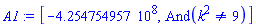 [-425475495.7, And(k^2 <> 9)]
