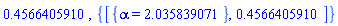 .4566405910, {[{alpha = 2.035839071}, .4566405910]}