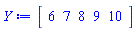 array( 1 .. 5, [( 1 ) = (6), ( 2 ) = (7), ( 3 ) = (8), ( 4 ) = (9), ( 5 ) = (10)  ] )