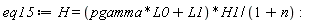 eq15 := H = (pgamma*L0+L1)*H1/(1+n):