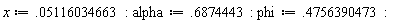x := 0.5116034663e-1: