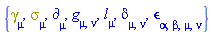 {Physics:-Dgamma[mu], Physics:-Psigma[mu], Physics:-d_[mu], Physics:-g_[mu, nu], l[mu], Physics:-KroneckerDelta[mu, nu], Physics:-LeviCivita[alpha, beta, mu, nu]}