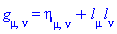 Physics:-g_[mu, nu] = eta[mu, nu]+l[mu](X)*l[nu](X)