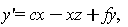 "y'=cx-xz+fy,"
