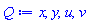 x, y, u, v
