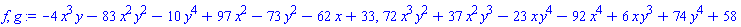 -4*x^3*y-83*x^2*y^2-10*y^4+97*x^2-73*y^2-62*x+33, 72*x^3*y^2+37*x^2*y^3-23*x*y^4-92*x^4+6*x*y^3+74*y^4+58