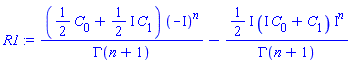 ((1/2)*C[0]+((1/2)*I)*C[1])*(-I)^n/GAMMA(n+1)-((1/2)*I)*(I*C[0]+C[1])*I^n/GAMMA(n+1)