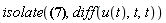 isolate(-(4/3)*(diff(diff(u(t), t), t))/u(t)+(8/3)*a*(diff(u(t), t))/u(t)-b-c*exp(-2*t*a), diff(u(t), t, t))