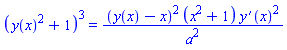 (y(x)^2+1)^3 = (y(x)-x)^2*(x^2+1)*(diff(y(x), x))^2/a^2