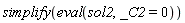 simplify(eval(sol2, _C2 = 0))