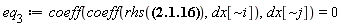 eq[3] := coeff(coeff(rhs(0 = (Physics:-ThreePlusOne:-Lapse^2-Physics:-ThreePlusOne:-Shift[i]*Physics:-ThreePlusOne:-Shift[`~i`]+%g_[0, 0])*dt^2+2*dx[`~i`]*(%g_[i, 0]-Physics:-ThreePlusOne:-Shift[i])*dt-dx[`~i`]*dx[`~j`]*(Physics:-gamma_[i, j]-%g_[i, j])), dx[`~i`]), dx[`~j`]) = 0