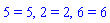 5 = 5, 2 = 2, 6 = 6