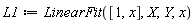 L1 := LinearFit([1, x], X, Y, x)