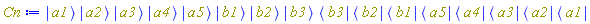 Physics:-`*`(Physics:-Ket(a1), Physics:-Ket(a2), Physics:-Ket(a3), Physics:-Ket(a4), Physics:-Ket(a5), Physics:-Ket(b1), Physics:-Ket(b2), Physics:-Ket(b3), Physics:-Bra(b3), Physics:-Bra(b2), Physics:-Bra(b1), Physics:-Bra(a5), Physics:-Bra(a4), Physics:-Bra(a3), Physics:-Bra(a2), Physics:-Bra(a1))