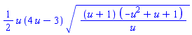 (1/2)*u*(4*u-3)*((u+1)*(-u^2+u+1)/u)^(1/2)