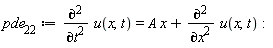 pde__22 := diff(u(x, t), t, t) = A*x+diff(u(x, t), x, x)