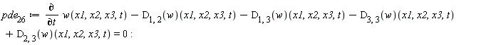 pde__26 := diff(w(x1, x2, x3, t), t)-(D[1, 2](w))(x1, x2, x3, t)-(D[1, 3](w))(x1, x2, x3, t)-(D[3, 3](w))(x1, x2, x3, t)+(D[2, 3](w))(x1, x2, x3, t) = 0