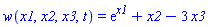 w(x1, x2, x3, t) = exp(x1)+x2-3*x3