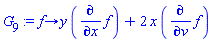 proc (f) options operator, arrow; y*(diff(f, x))+2*x*(diff(f, v)) end proc