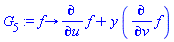 proc (f) options operator, arrow; diff(f, u)+y*(diff(f, v)) end proc