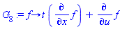 proc (f) options operator, arrow; t*(diff(f, x))+diff(f, u) end proc