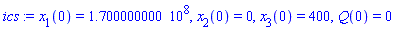 ics := x[1](0) = 170000000.0, x[2](0) = 0, x[3](0) = 400, Q(0) = 0