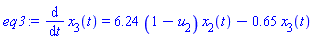eq3 := diff(x[3](t), t) = 6.24*(1-u[2])*x[2](t)-.65*x[3](t)
