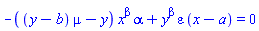 -((y-b)*mu-y)*x^beta*alpha+y^beta*varepsilon*(x-a) = 0