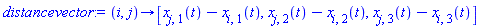 proc (i, j) options operator, arrow; [x[j, 1](t)-x[i, 1](t), x[j, 2](t)-x[i, 2](t), x[j, 3](t)-x[i, 3](t)] end proc