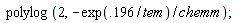 polylog(2, -exp(.196/tem)/chemm);