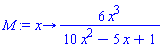 proc (x) options operator, arrow; 6*x^3/(10*x^2-5*x+1) end proc