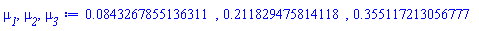 0.843267855136311e-1, .211829475814118, .355117213056777