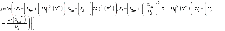 fsolve({S__1 = S__1m+abs(U__1)^2*LinearAlgebra:-HermitianTranspose(Y), S__1 = S__2m+abs(S__2m/U__2)^2*Z+abs(U__1)^2*LinearAlgebra:-HermitianTranspose(Y), S__2m = S__2+abs(U__2)^2*LinearAlgebra:-HermitianTranspose(Y), U__1 = U__2+Z*LinearAlgebra:-HermitianTranspose(S__2m)/U__2})