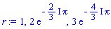 1, 2*exp(-((2/3)*I)*%pi()), 3*exp(-((4/3)*I)*%pi())