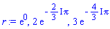 %exp(0), 2*%exp(-((2/3)*I)*Pi), 3*%exp(-((4/3)*I)*Pi)