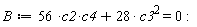 B := 56*c2*c4+28*c3^2 = 0: