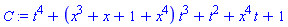 t^4+(x^3+x+1+x^4)*t^3+t^2+x^4*t+1