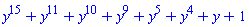 y^15+y^11+y^10+y^9+y^5+y^4+y+1