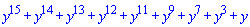 y^15+y^14+y^13+y^12+y^11+y^9+y^7+y^3+y