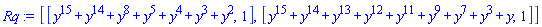 [[y^15+y^14+y^8+y^5+y^4+y^3+y^2, 1], [y^15+y^14+y^13+y^12+y^11+y^9+y^7+y^3+y, 1]]