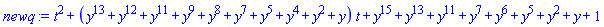 t^2+(y^13+y^12+y^11+y^9+y^8+y^7+y^5+y^4+y^2+y)*t+y^15+y^13+y^11+y^7+y^6+y^5+y^2+y+1