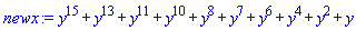 y^15+y^13+y^11+y^10+y^8+y^7+y^6+y^4+y^2+y